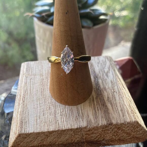 IP Gold Stainless Steel AAA Grade CZ Ring With Ion Plating - Picture 1 of 5